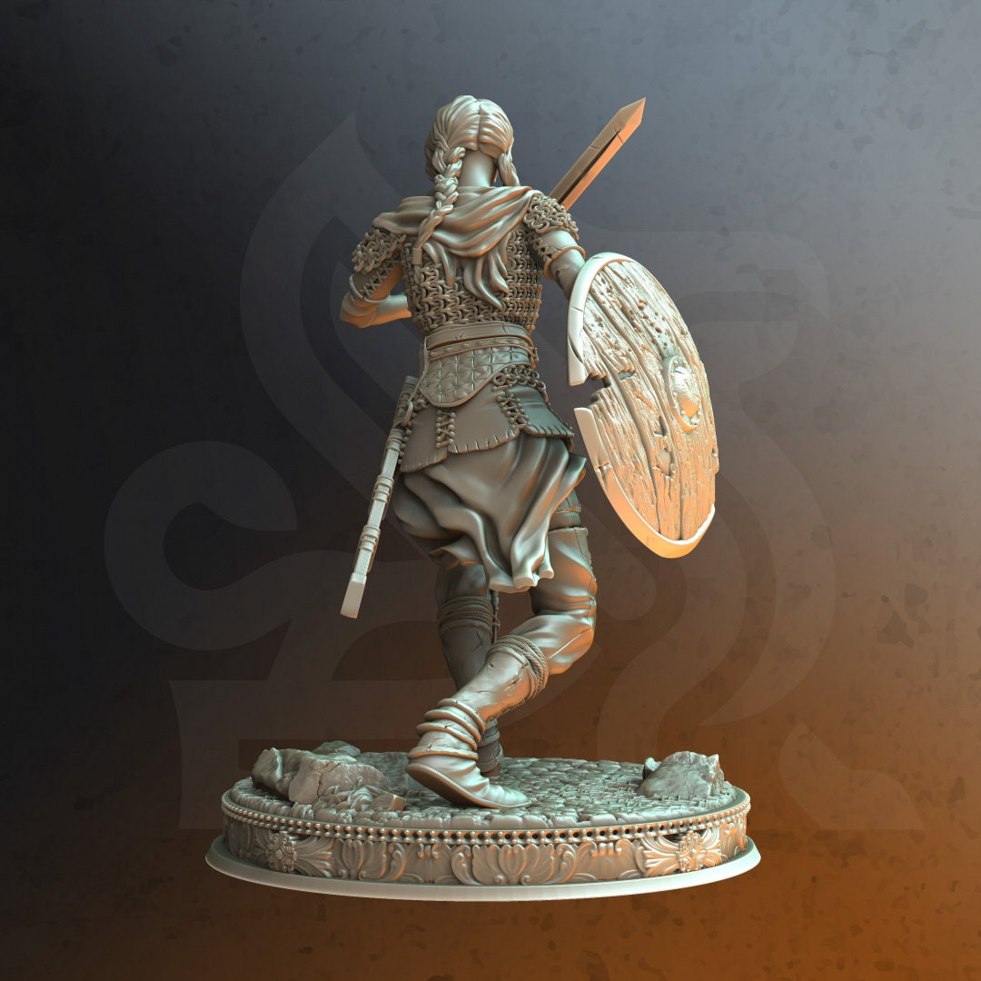 Shield-maiden - Freya The Fearless Figure + Base print 3d 12k miniature Gift Idea | Dungeons & Dragons | Tabletop | DM Stash
