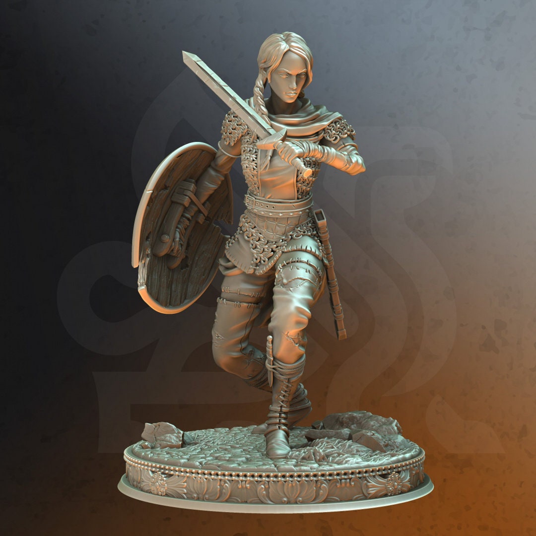 Shield-maiden - Freya The Fearless Figure + Base print 3d 12k miniature Gift Idea | Dungeons & Dragons | Tabletop | DM Stash