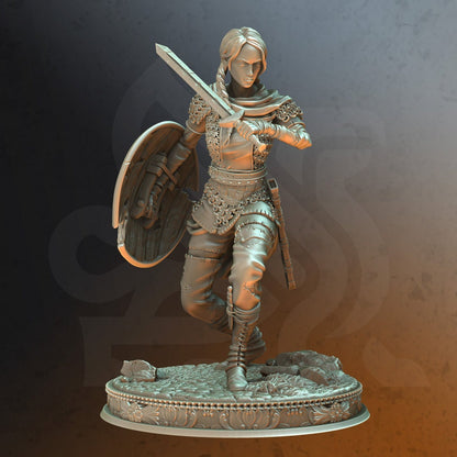 Shield-maiden - Freya The Fearless Figure + Base print 3d 12k miniature Gift Idea | Dungeons & Dragons | Tabletop | DM Stash