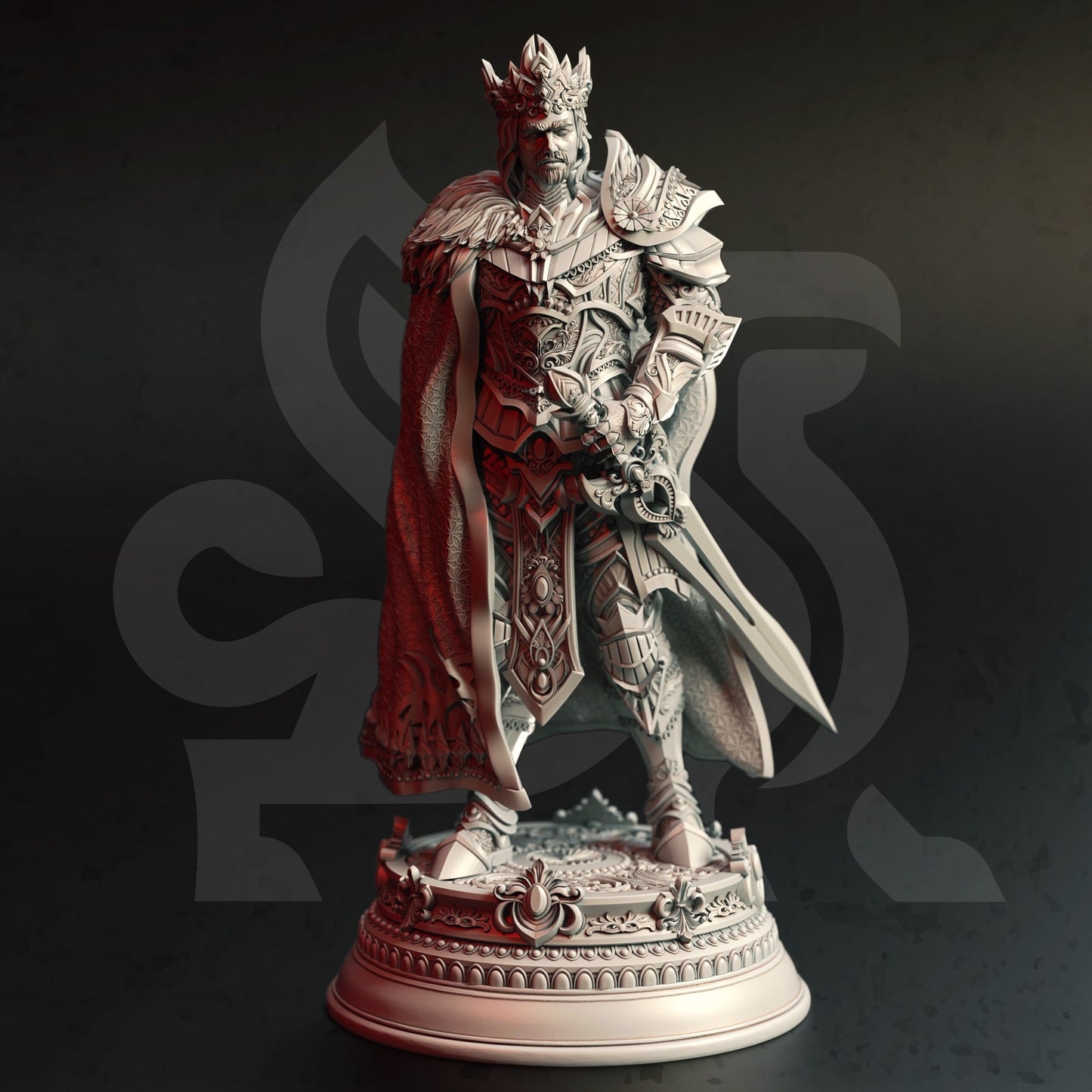 Human Warrior King - King Trendium Figure 12k + Base Print 3D RPG Miniature Gift Idea mini | Dungeons & Dragons | Tabletop | DM Stash