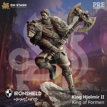 Viking Barbarian King - King Hjolmir Figure 12k + Base Print 3D RPG Miniature Gift Idea mini | Dungeons & Dragons | Tabletop | DM Stash