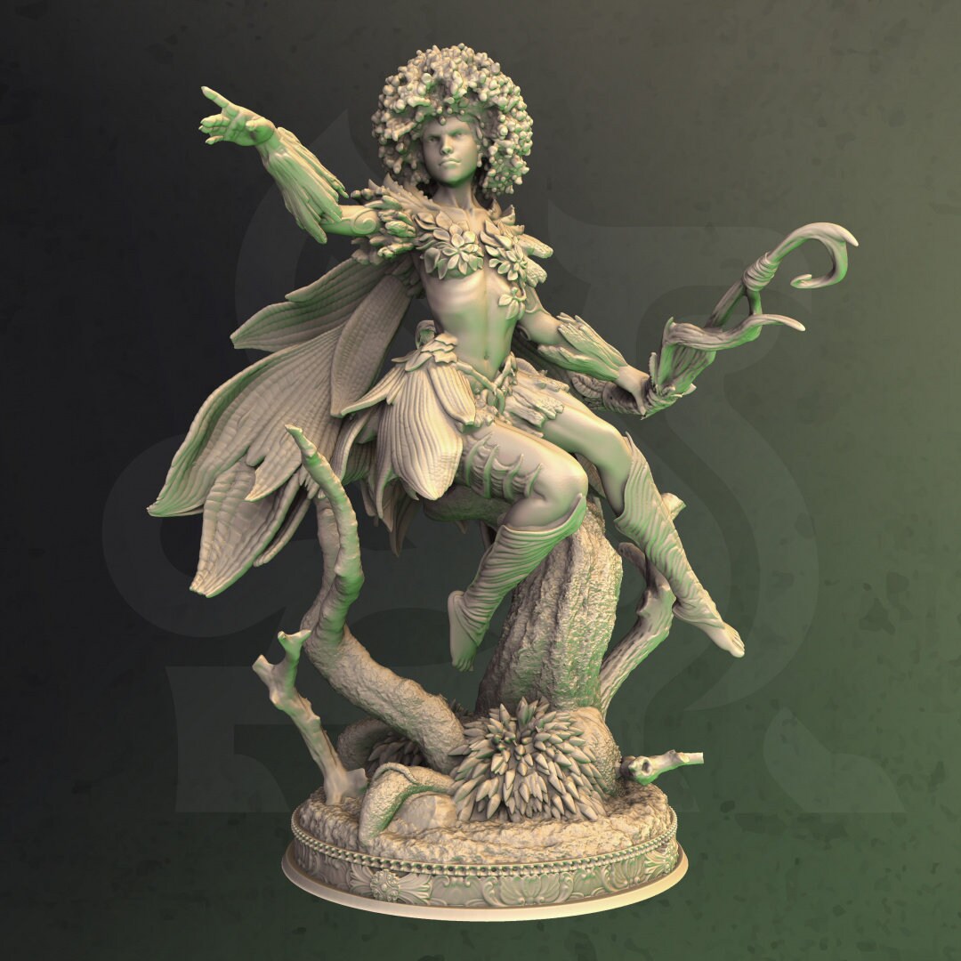 Forest Dryad - Elenil Figure + Base print 3d 12k miniature Gift Idea | Dungeons & Dragons | Tabletop | DM Stash