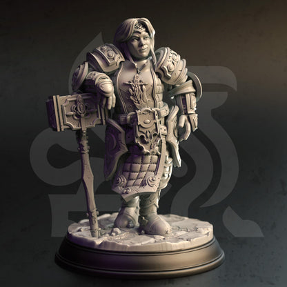 Dwarf Conquest Paladin - Enira Figure 12k + Base Print 3D RPG Miniature Gift Idea mini | Dungeons & Dragons | Tabletop | DM Stash