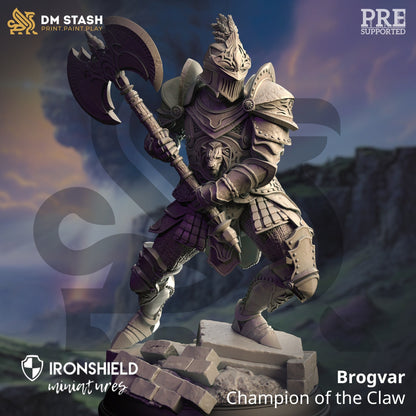 Goliath Knight - Brogvar Dragon Warrior Figure 12k + Base Print 3D RPG Miniature Gift Idea mini | Dungeons & Dragons | Tabletop | DM Stash