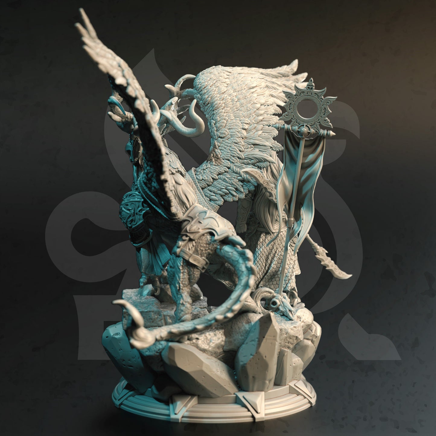 Rolen + Hippogriff Elven Eldritch Knight Figure 12k + Base Print 3D RPG Miniature Gift Idea mini | Dungeons & Dragons | Tabletop | DM Stash