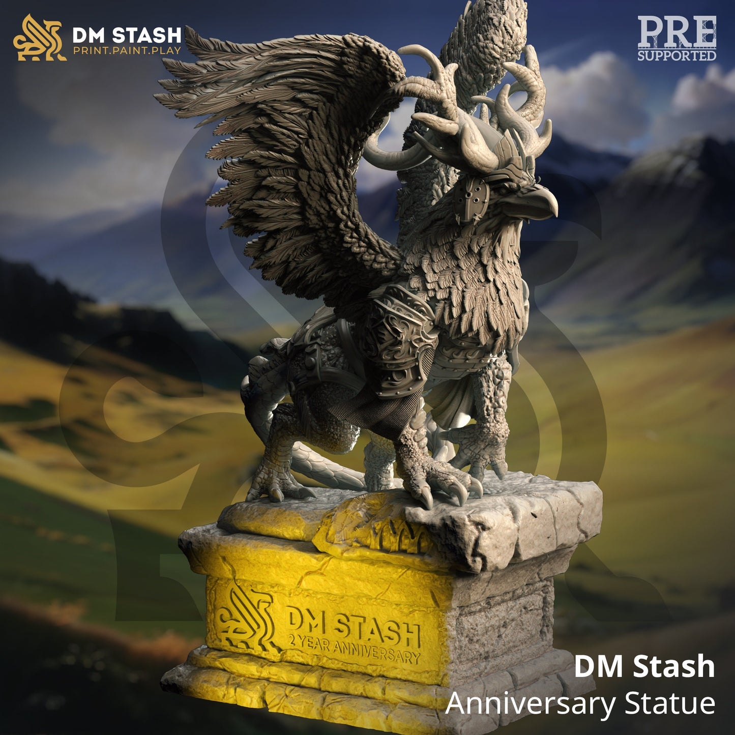 Rolen + Hippogriff Elven Eldritch Knight Figure 12k + Base Print 3D RPG Miniature Gift Idea mini | Dungeons & Dragons | Tabletop | DM Stash