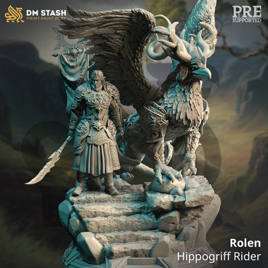 Rolen + Hippogriff Elven Eldritch Knight Figure 12k + Base Print 3D RPG Miniature Gift Idea mini | Dungeons & Dragons | Tabletop | DM Stash