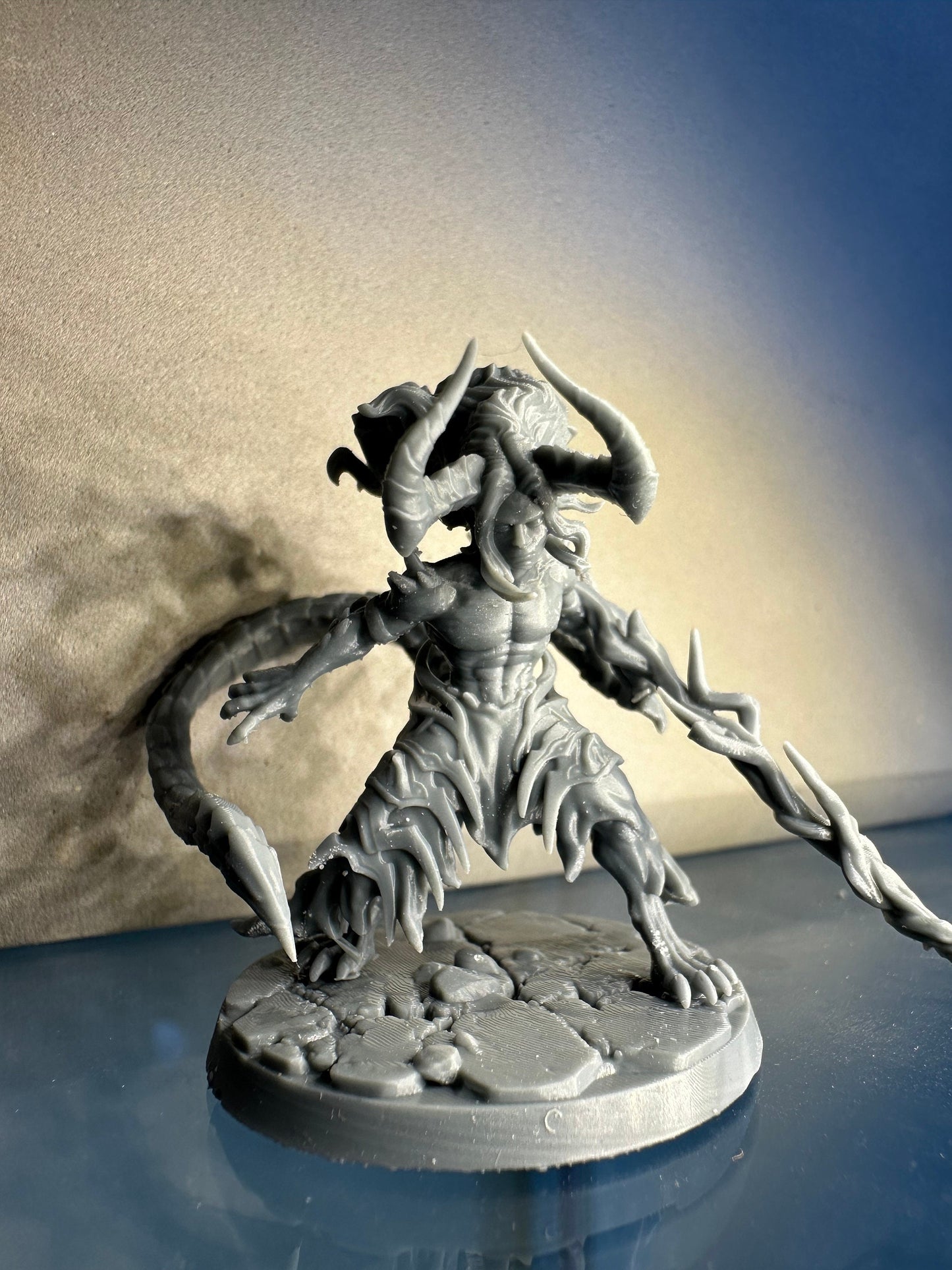 Dracowarrior demon with tail monster warrior  for dnd figure print 3d resin 12k 32mm miniatures figures mini