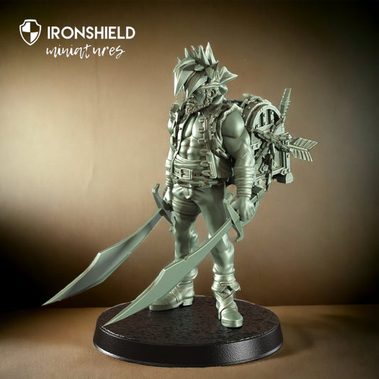 Ray Deep Water Swordsman with Chest Figure + Base print 3d 12k miniature Gift Idea | Dungeons & Dragons | Tabletop | RN EStudio