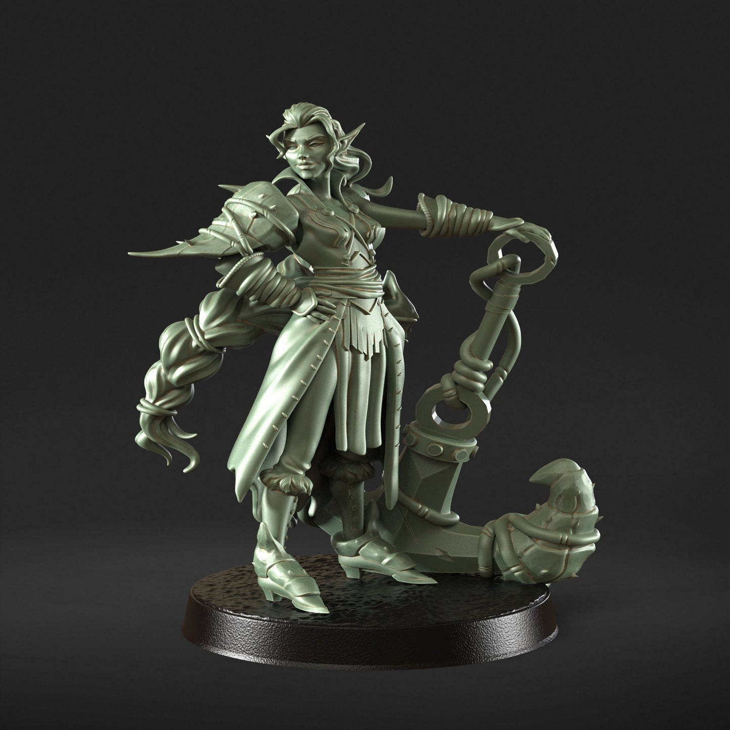 Ancla Deep Water Elven Pirate sword Figure + Base print 3d 12k miniature Gift Idea | Dungeons & Dragons | Tabletop | RN EStudio