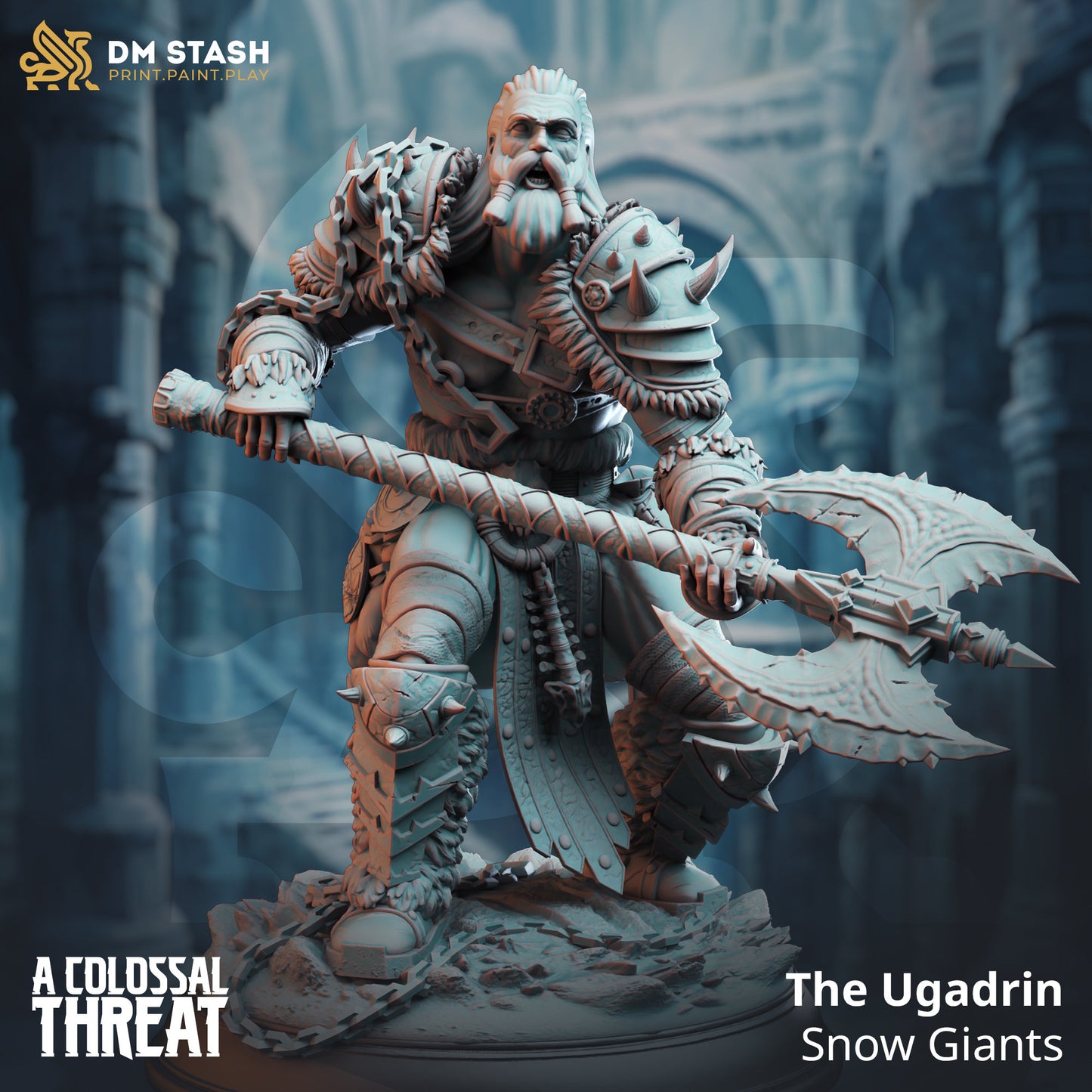 Snow Giants - Ugadrin (Trio Bundle) HUGE Figure 12k + Base Print 3D RPG Miniature Gift Idea mini | Dungeons & Dragons | Tabletop | DM Stash