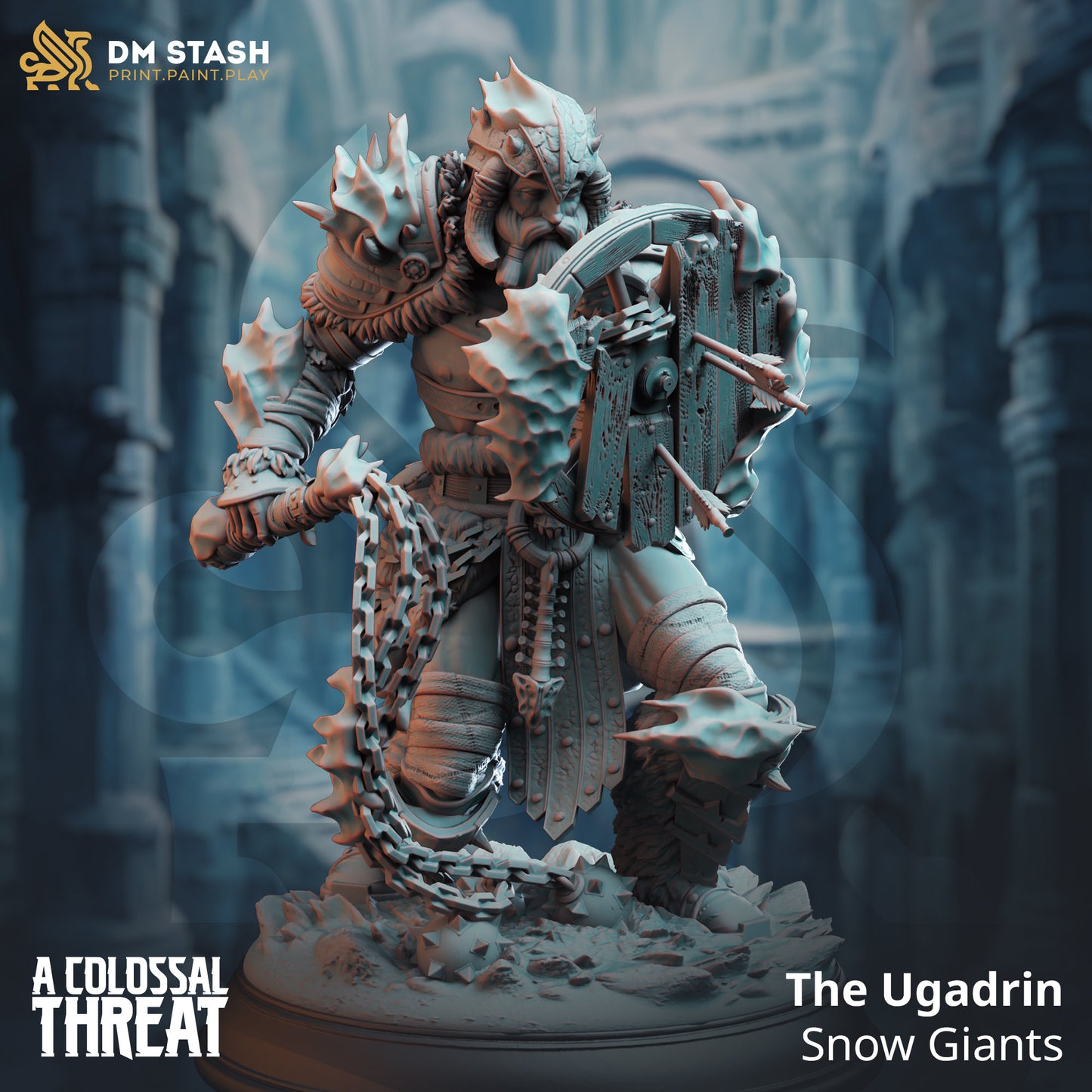 Snow Giants - Ugadrin (Trio Bundle) HUGE Figure 12k + Base Print 3D RPG Miniature Gift Idea mini | Dungeons & Dragons | Tabletop | DM Stash