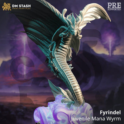 Juvenile Mana Wyrm - Fyrindel Monster Figure 12k + Base Print 3D RPG Miniature Gift Idea mini | Dungeons & Dragons | Tabletop | DM Stash