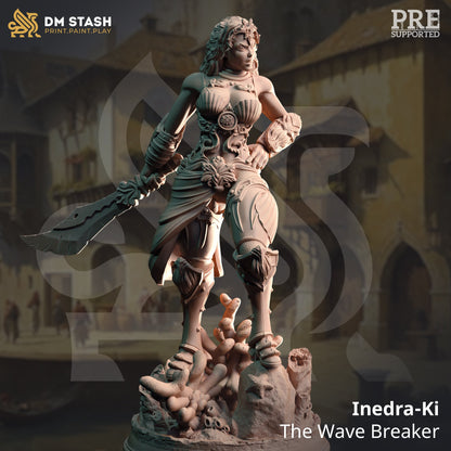 Triton Female Fighter - Inedra-Ki Warrior Figure 12k + Base Print 3D RPG Miniature Gift Idea mini | Dungeons & Dragons | Tabletop | DM Stash