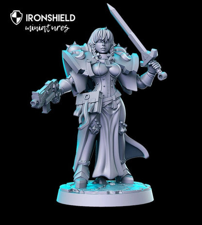 Monja 13 - woman knight with gun for dnd figure + base print 3d miniature | Gift Idea | Dungeons and Dragons | Tabletop | RN Estudio