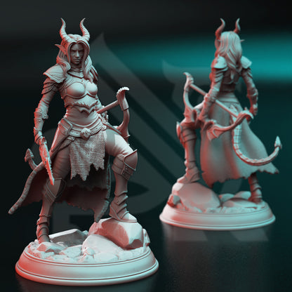 Elkava - Tiefling Horizon Walker Ranger 12k Figure + base print 3d miniature Gift Idea mini |Dungeons & Dragons | Tabletop | DM Stash