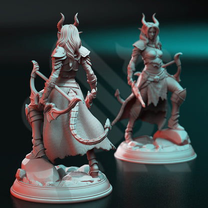 Elkava - Tiefling Horizon Walker Ranger 12k Figure + base print 3d miniature Gift Idea mini |Dungeons & Dragons | Tabletop | DM Stash