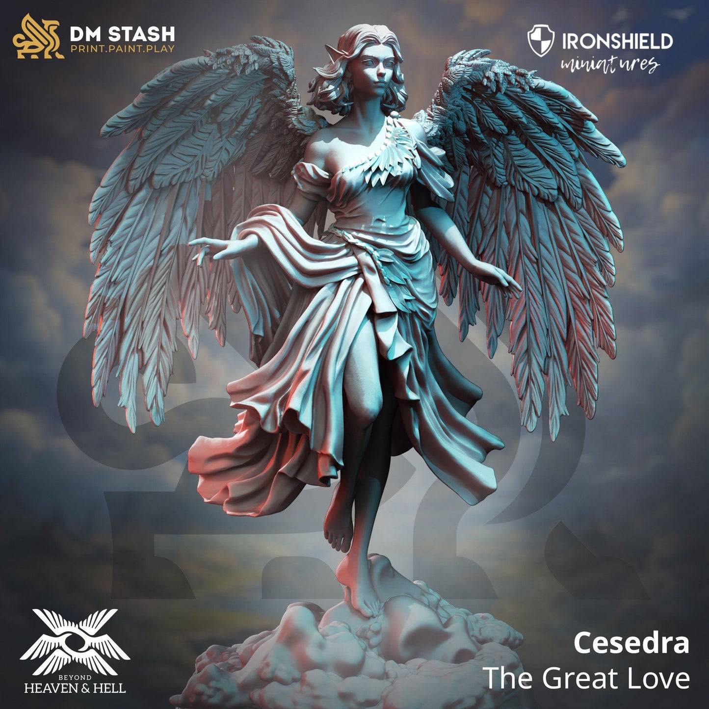 Cesedra - Angel of Love 12k Figure + base print 3d miniature Gift Idea mini |Dungeons & Dragons | Tabletop | DM Stash