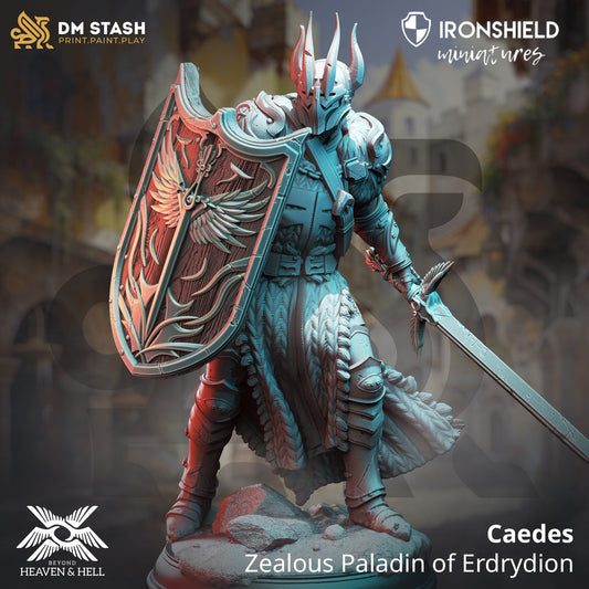 Caedes - Divine Paladin of Conquest 12k Figure + base print 3d miniature Gift Idea mini |Dungeons & Dragons | Tabletop | DM Stash