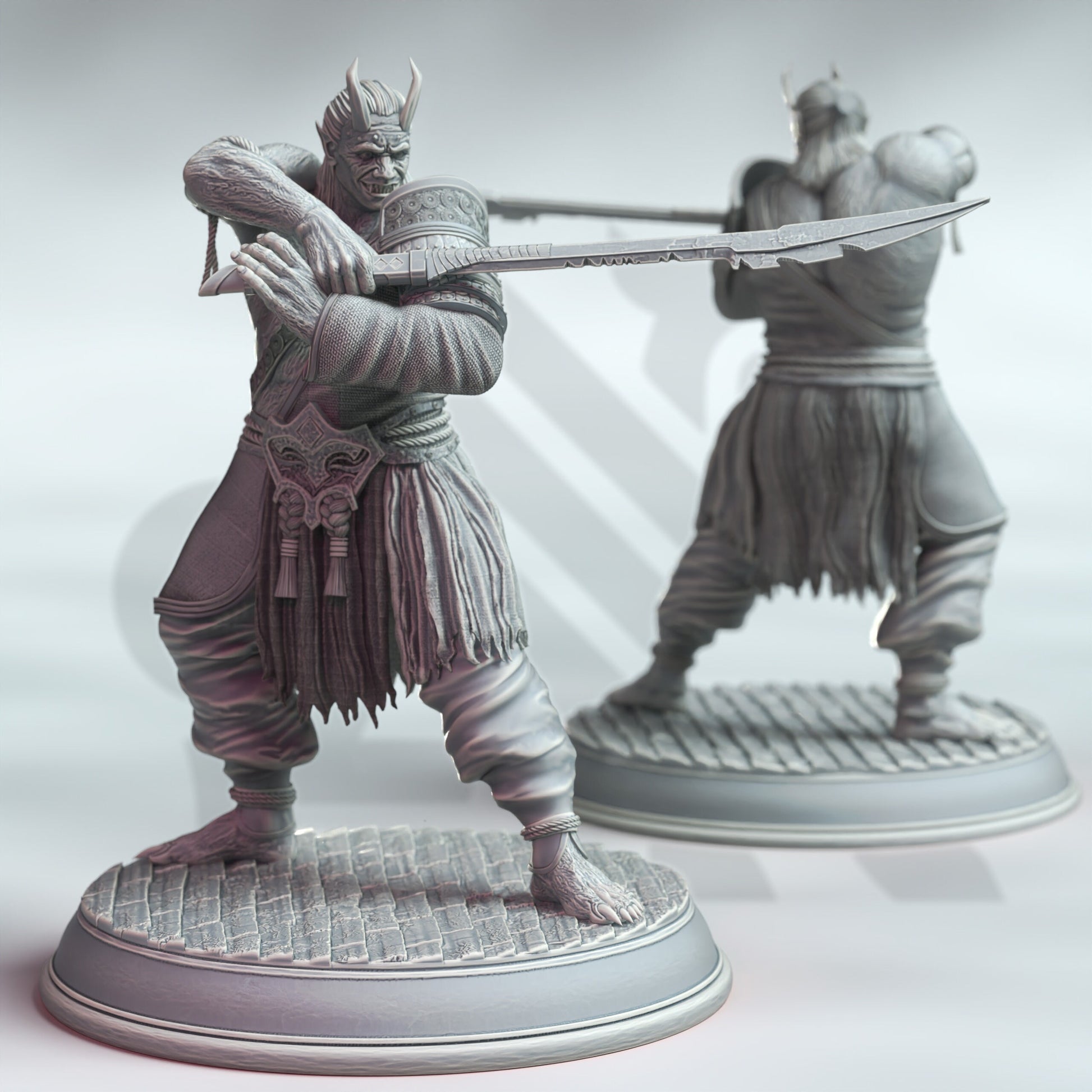 BUNDLE - Oni Onslaughter Trio Samurai Demon 12k Figure + base print 3d RPG DnD miniature 3D printed figure view 6