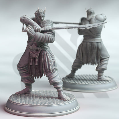 BUNDLE - Oni Onslaughter Trio Samurai Demon 12k Figure + base print 3d RPG miniature Gift Idea mini | Dungeons & Dragons | Tabletop DM Stash