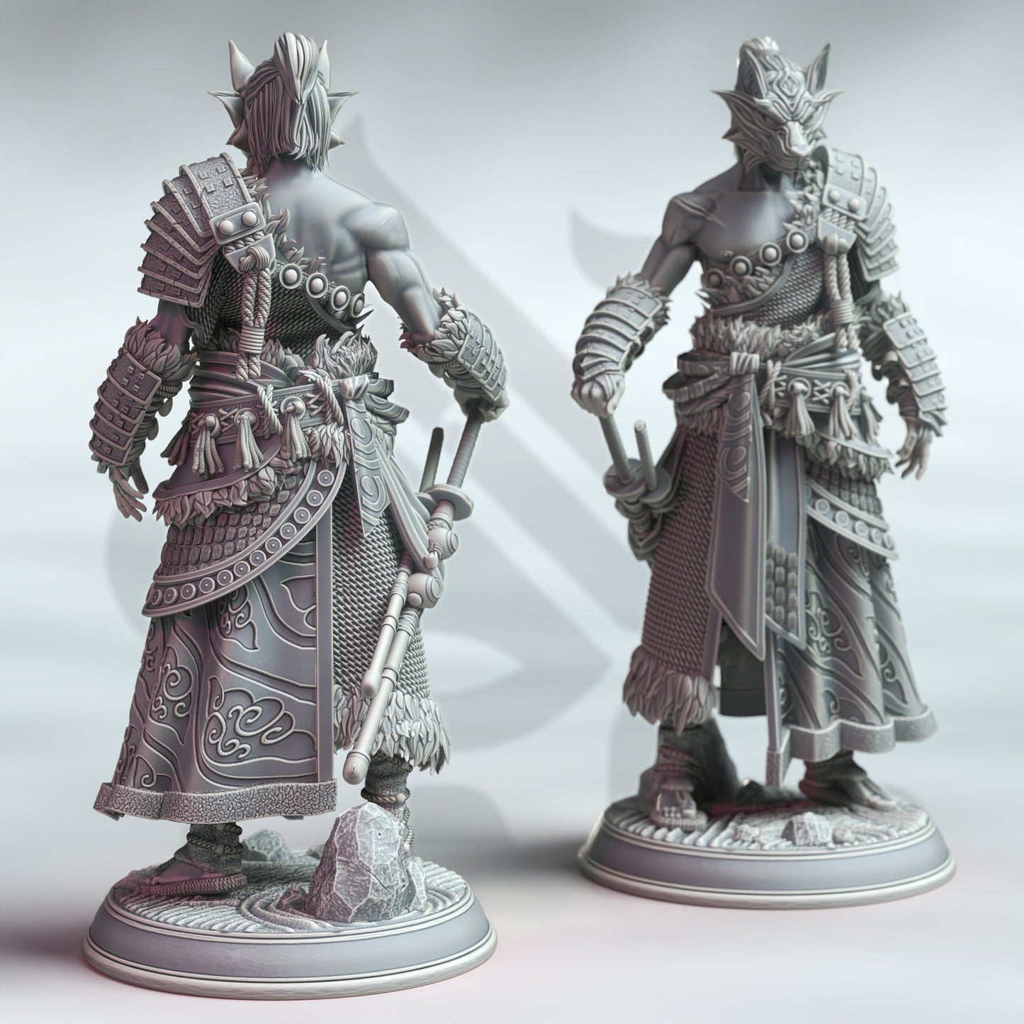 Kaoru Okami - Samurai of the Wolf 12k Figure + base print 3d RPG miniature Gift Idea mini | Dungeons & Dragons | Tabletop | DM Stash