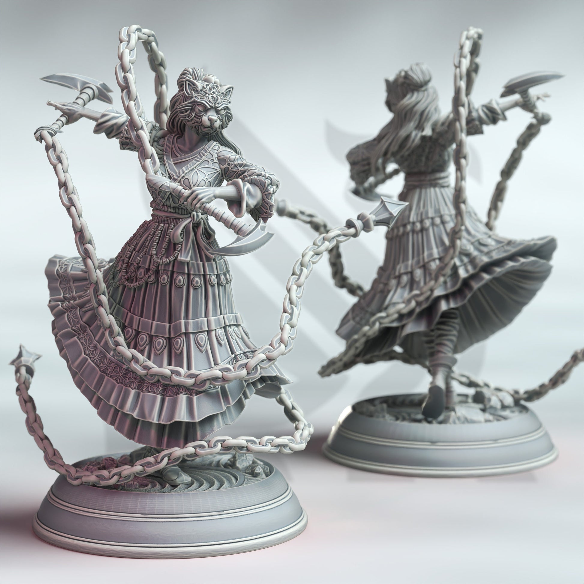 Izumi - Samurai Ninja Fighter Catfolk DnD miniature 3D printed figure view 4