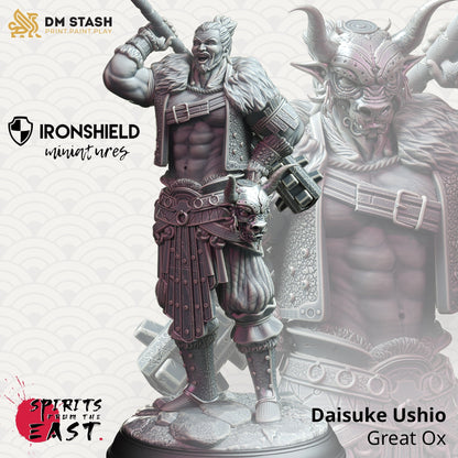 Daisuke Ushio - Samurai of the Ox Minotaur Figure 12k + Base Print 3D RPG Miniature Gift Idea mini | Dungeons & Dragons | Tabletop |DM Stash