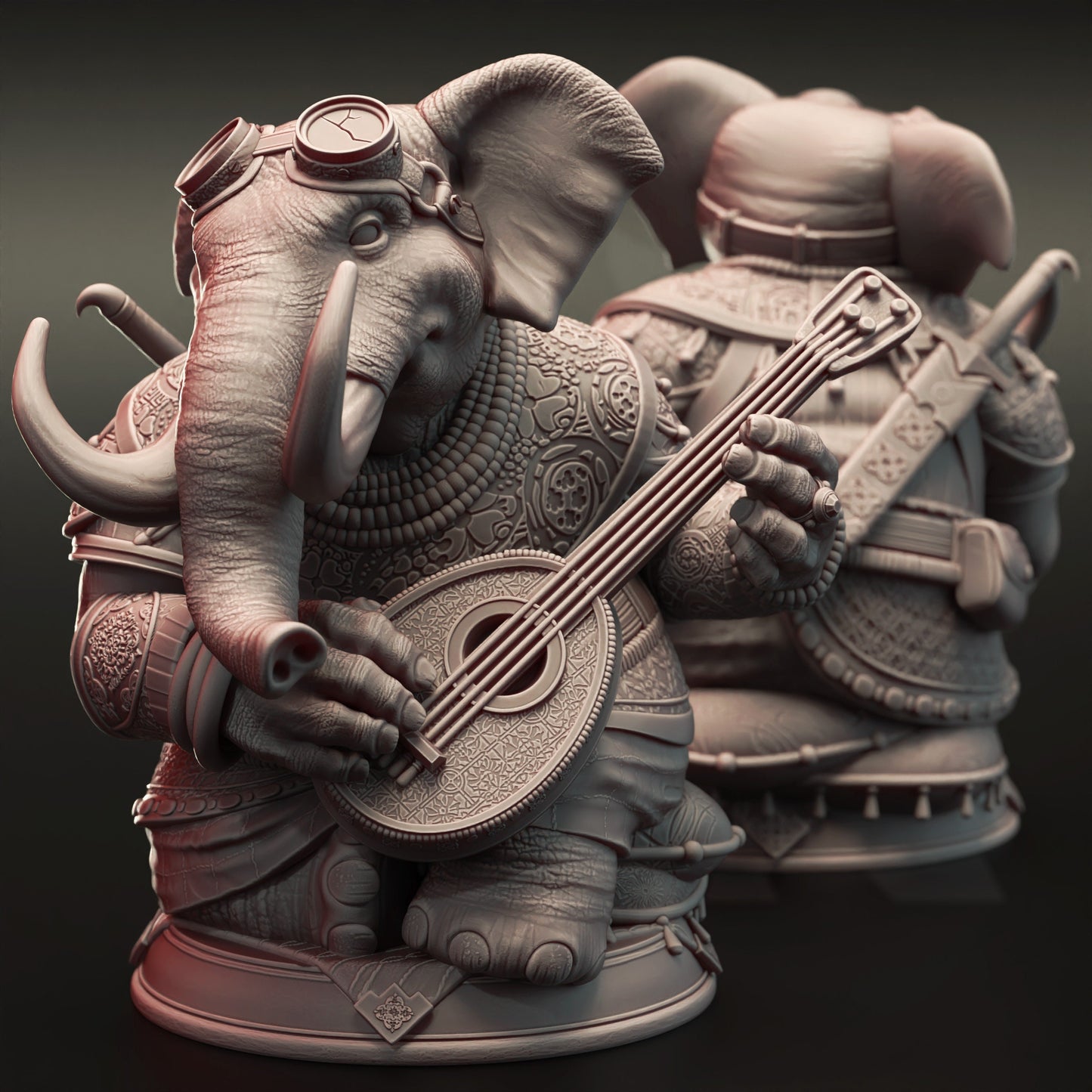 Mahogany - Loxodon Bard Elephant Figure 12k + Base Print 3D RPG Miniature Gift Idea mini | Dungeons & Dragons | Tabletop | DM Stash