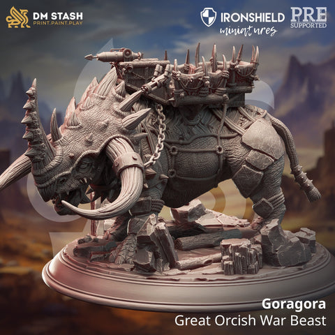 Goragora - Grande Bête de Guerre Orque, Figurine GÉANTE 12 000 $ + Base, Impression 3D, Idée Cadeau | Donjons et Dragons | Jeux de Table | Cachette de Maître