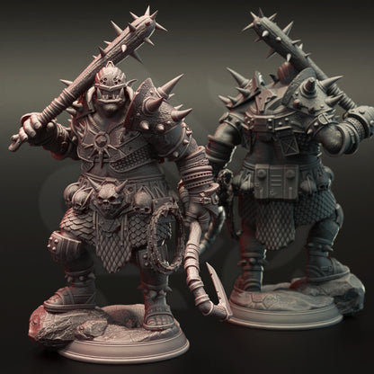 Orc War Captain - Bruz the Basher Figure 12k + Base Print 3D RPG Miniature Gift Idea mini | Dungeons & Dragons | Tabletop | DM Stash