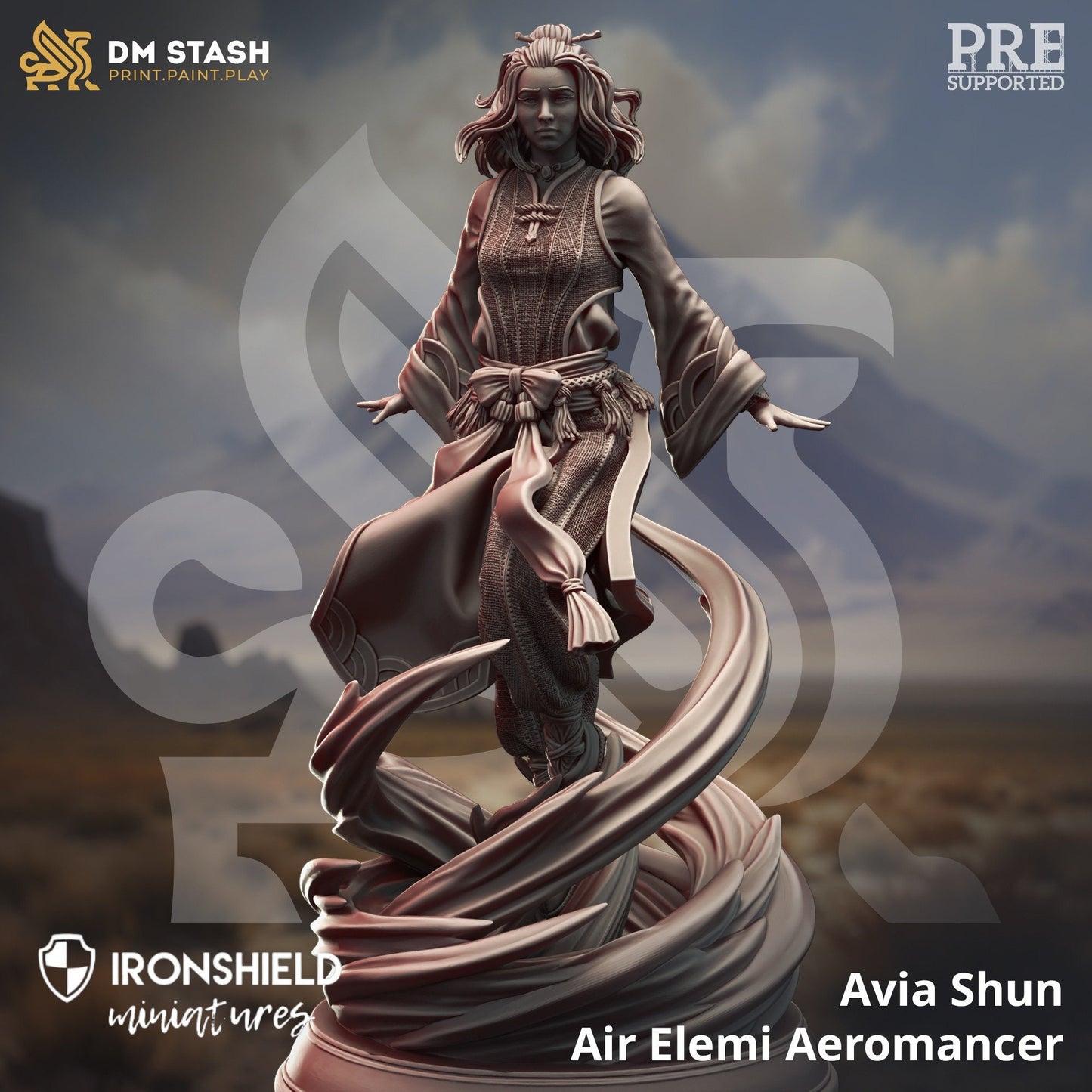 Air Genasi Aeromancer - Avia Shun Figure 12k + Base Print 3D RPG Miniature Gift Idea mini | Dungeons & Dragons | Tabletop | DM Stash