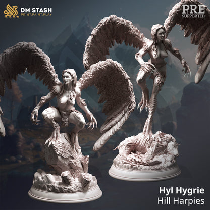 Hill Harpies - Hyl Hygrie Figure + Base print 3d 12k dnd miniature Gift Idea mini | Dungeons & Dragons | Tabletop | DM Stash