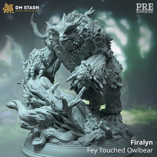 Fey Touched Owlbear - Firalyn Figure + Base print 3d 12k dnd miniature Gift Idea mini | Dungeons & Dragons | Tabletop | DM Stash