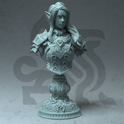 BUST - Elf Fey Paladin Celathyn - 120mm tall - figure print 3d 12k miniature Gift Idea | Dungeons and Dragons |Tabletop DM Stash