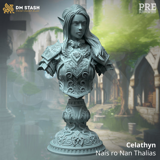 BUST - Elf Fey Paladin Celathyn - 120mm tall - figure print 3d 12k miniature Gift Idea | Dungeons and Dragons |Tabletop DM Stash