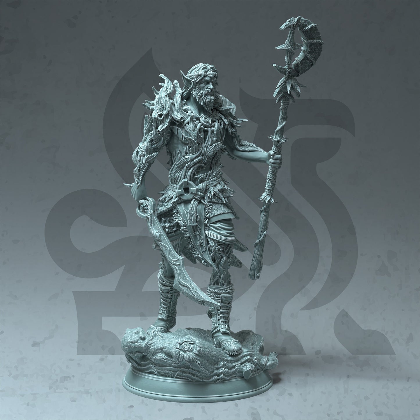 Bark Skin Druid Warden - Aurelion Figure + Base print 3d 12k dnd miniature Gift Idea mini | Dungeons & Dragons | Tabletop | DM Stash