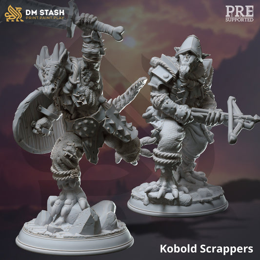 Kobold Infantry - Scrapper Pair Figure + Base print 3d 12k dnd miniature Gift Idea mini | Dungeons & Dragons | Tabletop | DM Stash