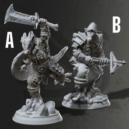 Kobold Infantry - Scrapper Pair Figure + Base print 3d 12k dnd miniature Gift Idea mini | Dungeons & Dragons | Tabletop | DM Stash