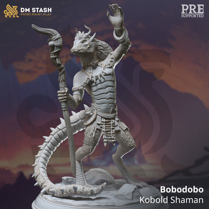 Kobold Shaman - Bobodobo Lizzard Figure + Base print 3d 12k dnd miniature Gift Idea mini | Dungeons & Dragons | Tabletop | DM Stash