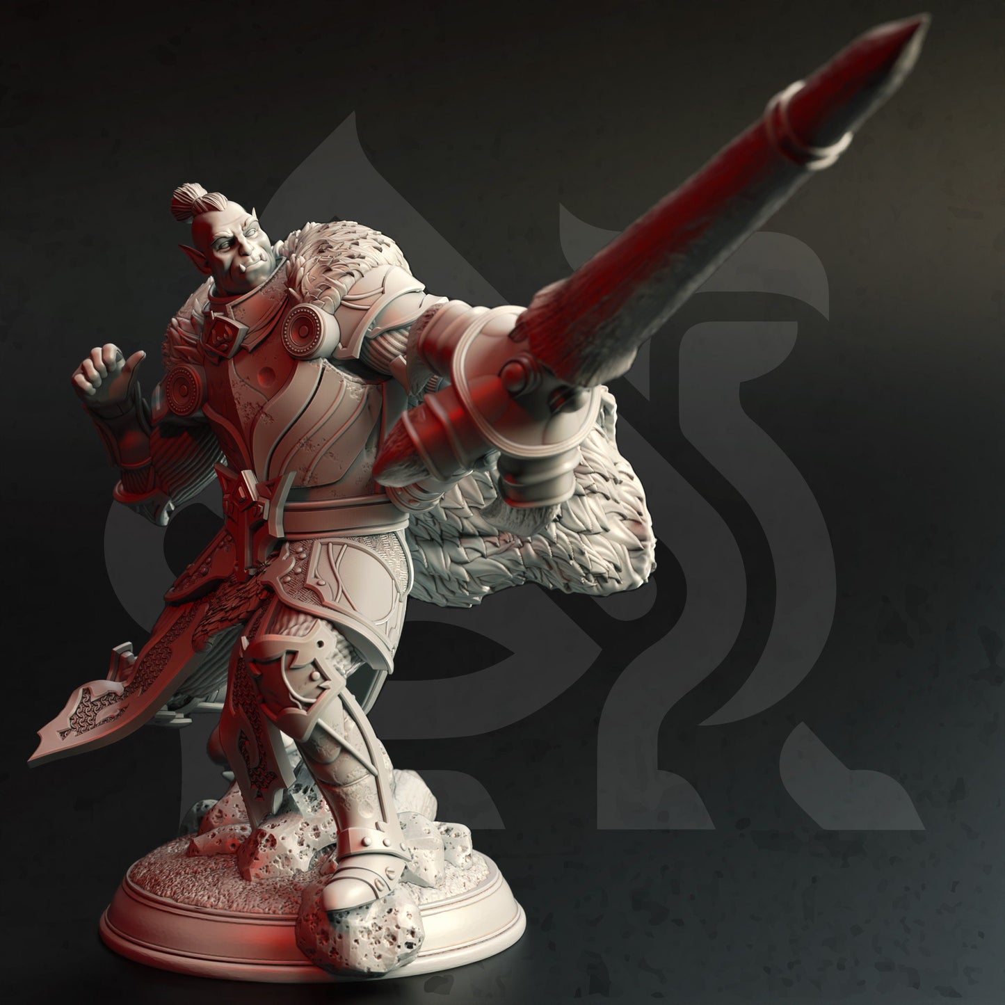 Orc Grand Knight Lancer - Vastergotten Figure 12k + Base Print 3D RPG Miniature Gift Idea mini | Dungeons & Dragons | Tabletop | DM Stash