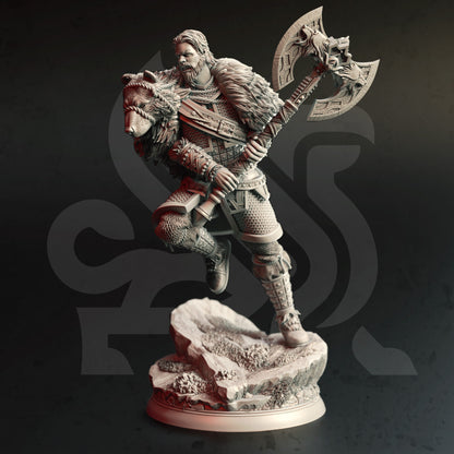 Viking Barbarian King - King Hjolmir Figure 12k + Base Print 3D RPG Miniature Gift Idea mini | Dungeons & Dragons | Tabletop | DM Stash