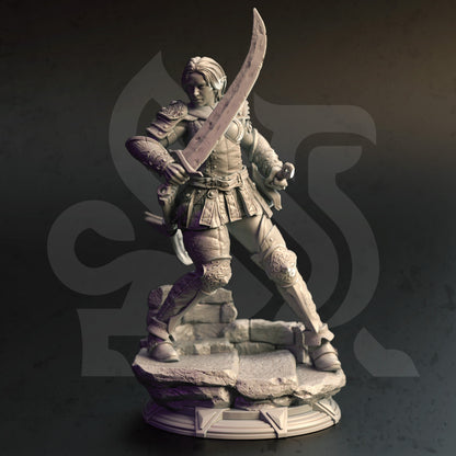 Elven Shadowfoot - Scarlett Warrior Figure 12k + Base Print 3D RPG Miniature Gift Idea mini | Dungeons & Dragons | Tabletop | DM Stash