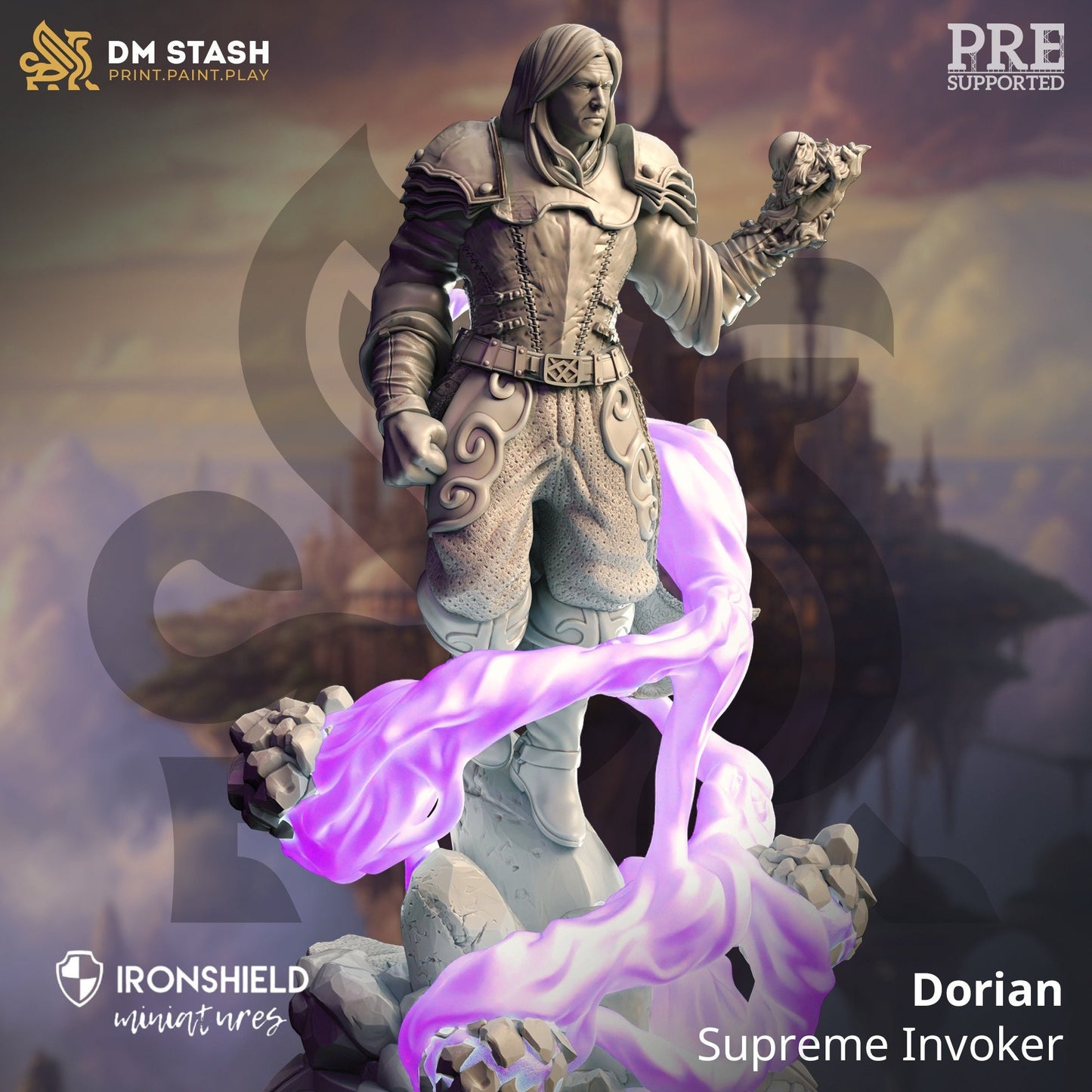 Human Invoker Mage Spell - Dorian Figure 12k + Base Print 3D RPG Miniature Gift Idea mini | Dungeons & Dragons | Tabletop | DM Stash