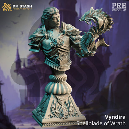 BUST - High Elf Spellblade - Vyndira - 120mm tall - figure print 3d 12k miniature Gift Idea | Dungeons and Dragons |Tabletop DM Stash