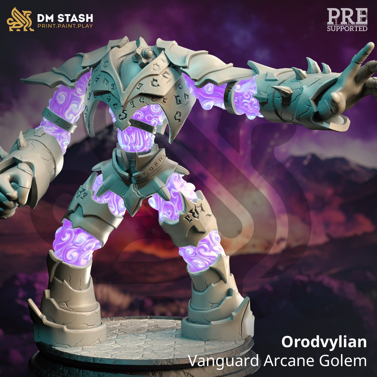 Vanguard Arcane Golem - Orodvylian Figure 12k + Base Print 3D RPG Miniature Gift Idea mini | Dungeons & Dragons | Tabletop | DM Stash