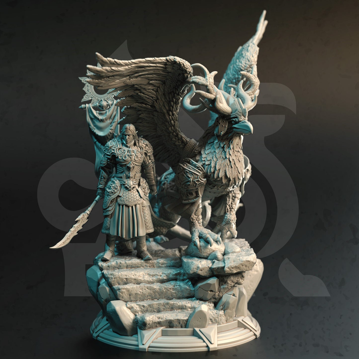 Rolen + Hippogriff Elven Eldritch Knight Figure 12k + Base Print 3D RPG Miniature Gift Idea mini | Dungeons & Dragons | Tabletop | DM Stash