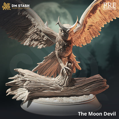 Great Owl Spirit - The Moon Devil Figure 12k + Base Print 3D RPG Miniature Gift Idea mini | Dungeons & Dragons | Tabletop | DM Stash