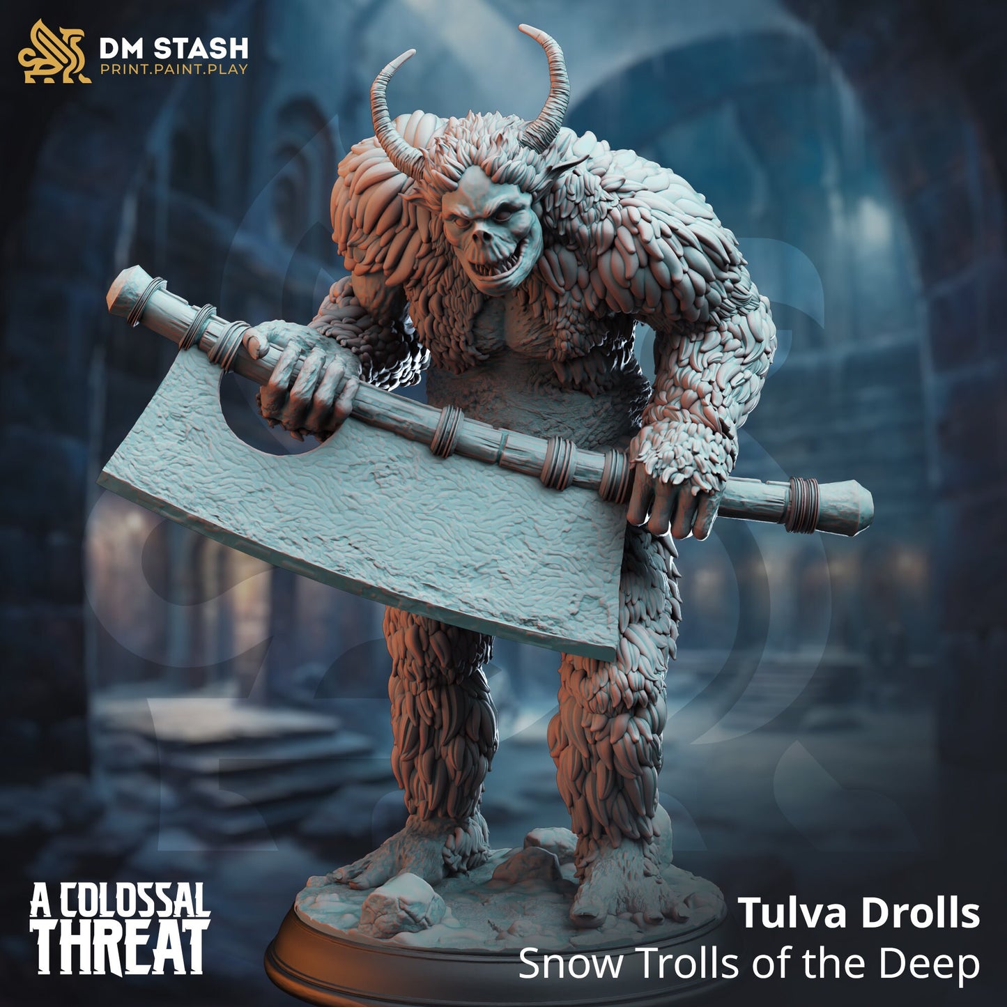 Snow Trolls - Tulva Drolls (3 variants) Figure 12k + Base Print 3D RPG Miniature Gift Idea mini | Dungeons & Dragons | Tabletop | DM Stash