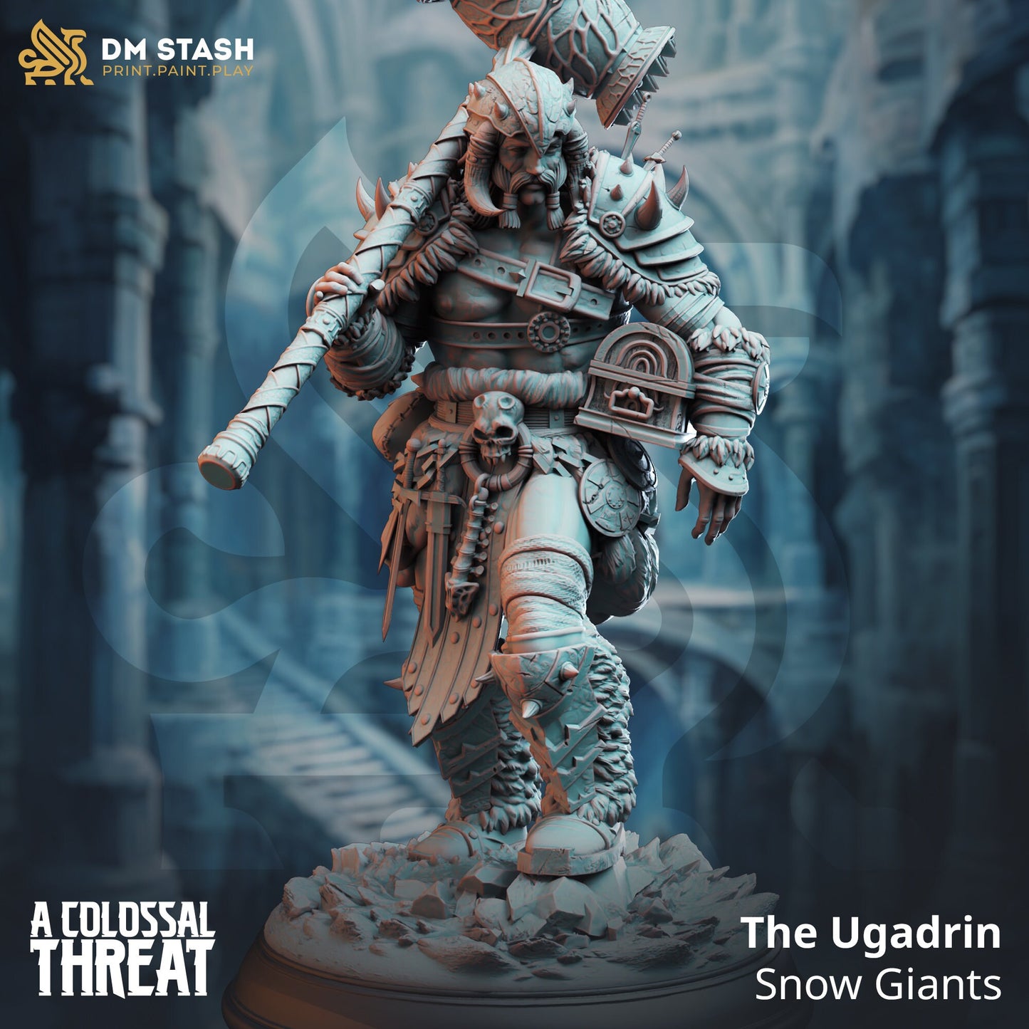 Snow Giants - Ugadrin (Trio Bundle) HUGE Figure 12k + Base Print 3D RPG Miniature Gift Idea mini | Dungeons & Dragons | Tabletop | DM Stash